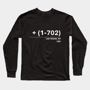 Las Vegas, NV Area Code 702 Contact Design (white) Long Sleeve T-Shirt